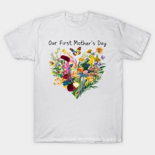 Our first mothers day vintage fun print shirt T-Shirt